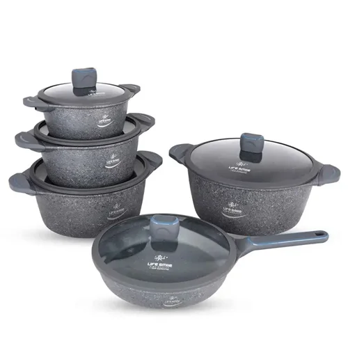 سرویس قابلمه 10 پارچه تیتانیوم گرانیت لایف اسمایل