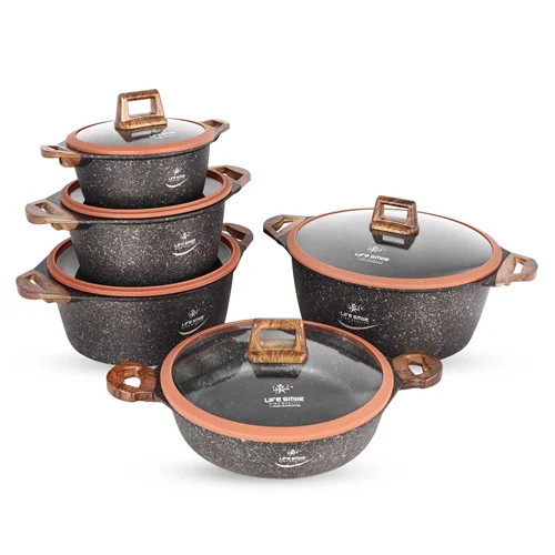 سرویس قابلمه تیتانیوم گرانیت لایف اسمایل شکلاتی